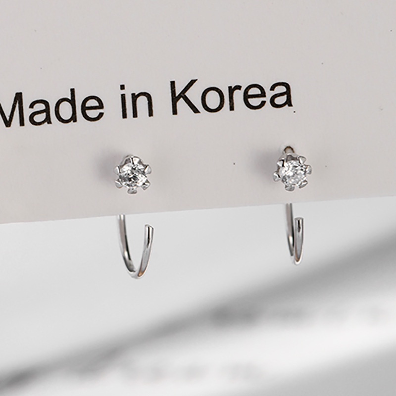 Anting Kait Gantung Bahan Tembaga Hias Zircon Gaya Simple / Korea Untuk Wanita