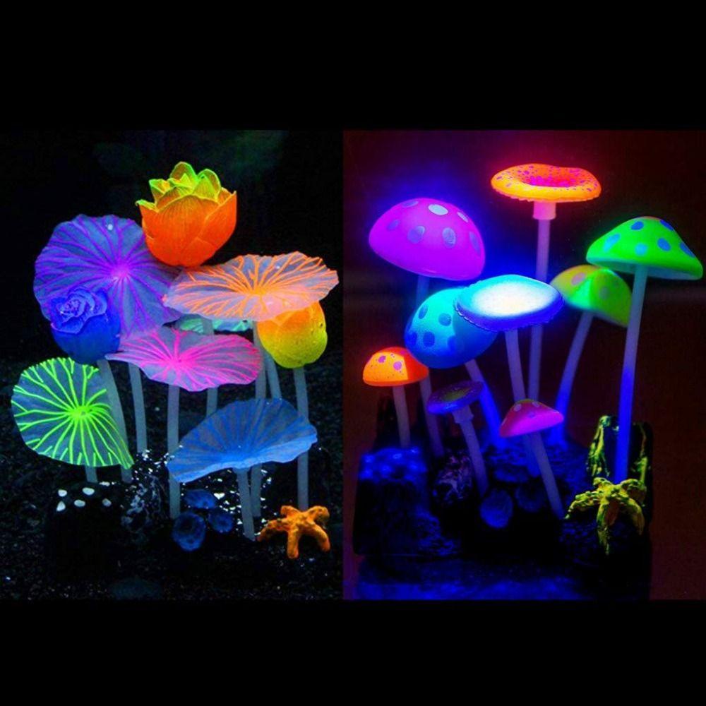 [Elegan] Tanaman Buatan Kreatif Hias Silikon Neon Tahan Lama Dengan Sucker Fish Tank Ornament