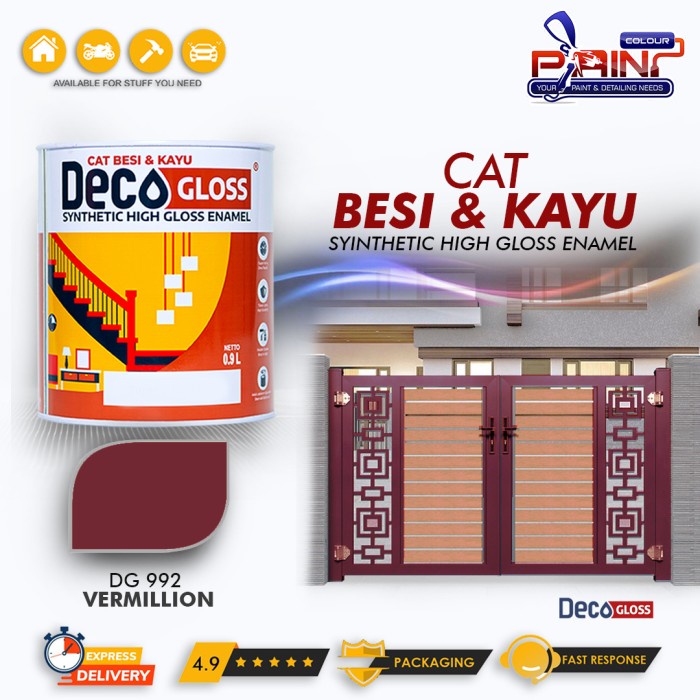 Cat Besi dan kayu DECOGLOSS Synthetic High Gloss VERMILLION 0.9L