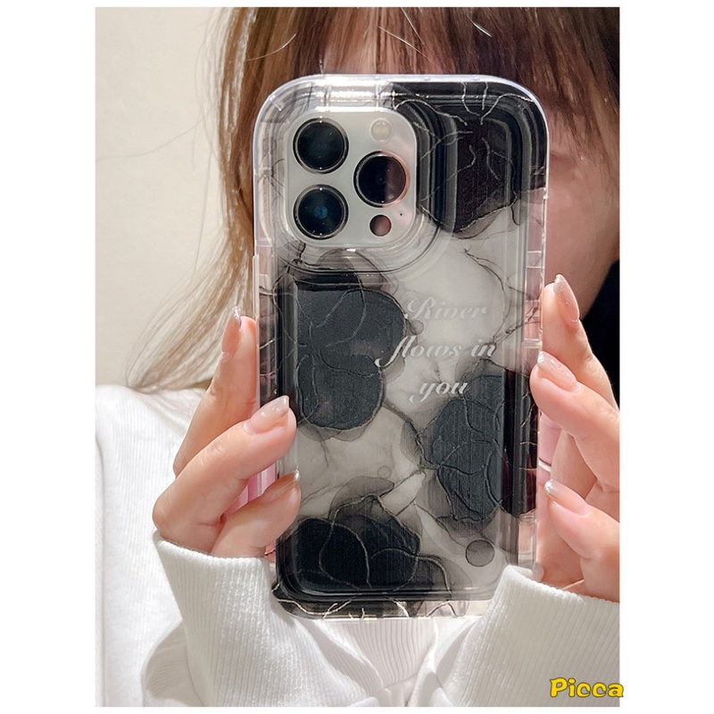 Ins Casing Bunga Bening Untuk Redmi Note11 9 10 10s 11s Redmi 9C NFC 10 A1 9A 10A 9T Note10s Note10 Note11 Note9 Art Tinta Bunga Shockproof Airbag Tpu Lembut Penutup Belakang