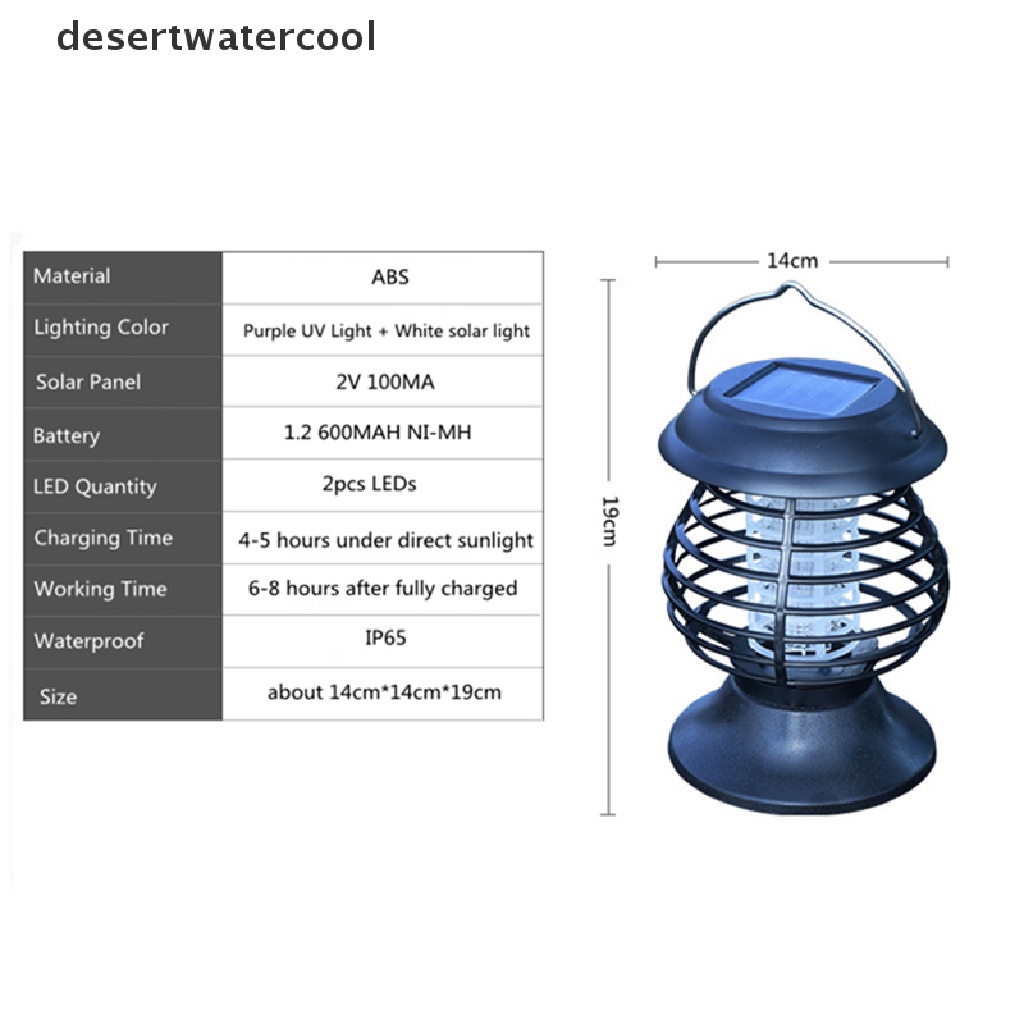 Deid Solar Mosquito Killer Lamp Outdoor Hama Lalat Bug Serangga Zapper Trap Lamp Light  Martijn