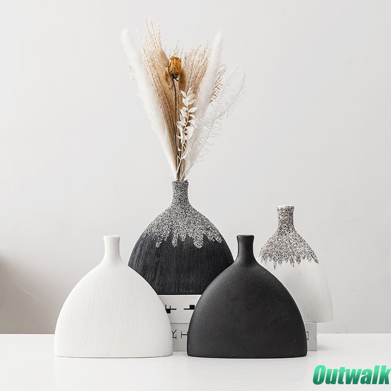 Vases Nordic Vas Keramik Dekorasi Desktop Botol Bunga Kepingan Salju Hiasan Seni Nordic Bunga Meja Dekorasi Kerajinan Tangan