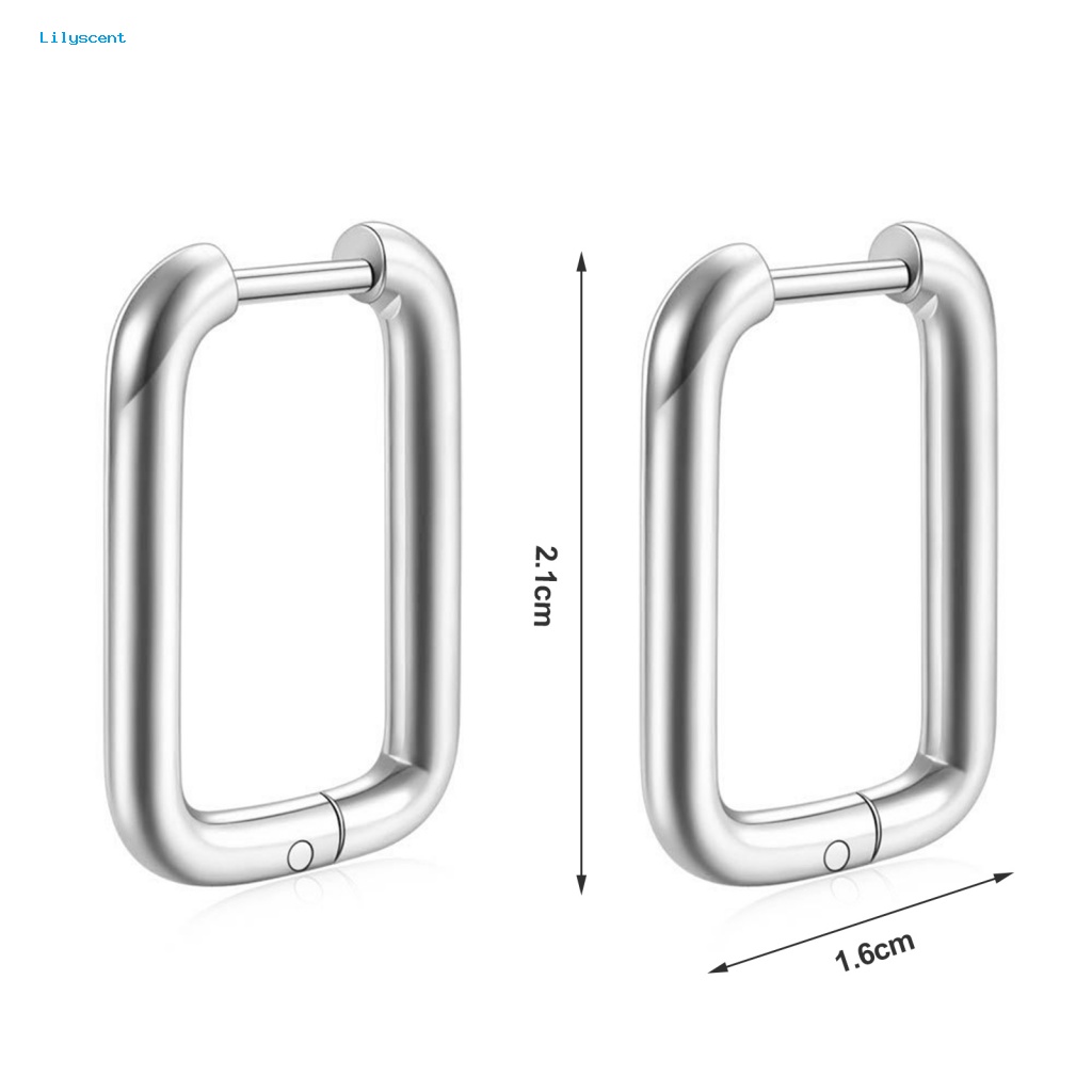 Lilyscent 1pasang Indah Telinga Liontin Aksesoris Pakaian Kepribadian Persegi Minimalis Stud Earrings Permukaan Semir