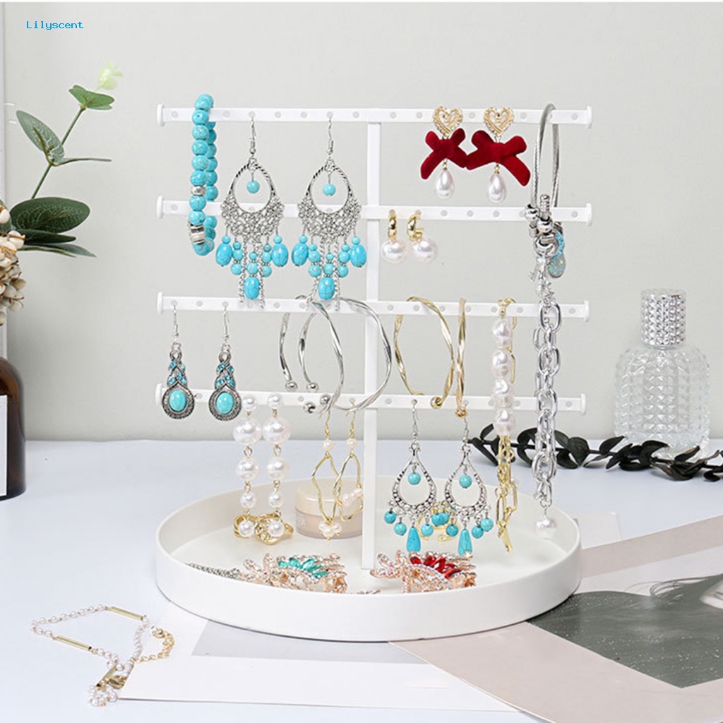 Lilyscent Rak Display Perhiasan Logam Perlengkapan Rumah Cincin Jari Menjuntai Anting Organizer Rak Heavy Duty