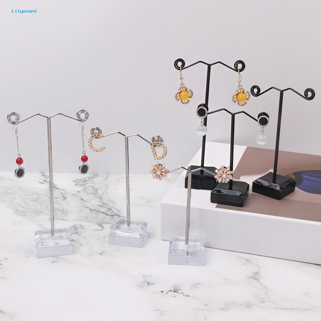 Lilyscent 3Pcs Rak Perhiasan Akrilik Aksesori Perhiasan Jewelry Organizer Anting Display Rak Dasar Stabil