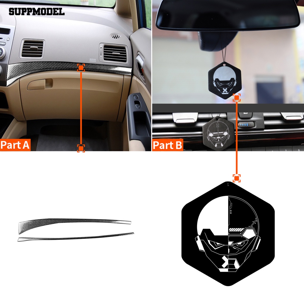 Suppmodel 2Pcs/Set Tahan Aus Stiker Pinggiran Dashboard Berperekat Stiker Strip Dashboard Mobil Anti Gores Untuk Honda Civic 8th Gen 2006-2011 Drive Kiri