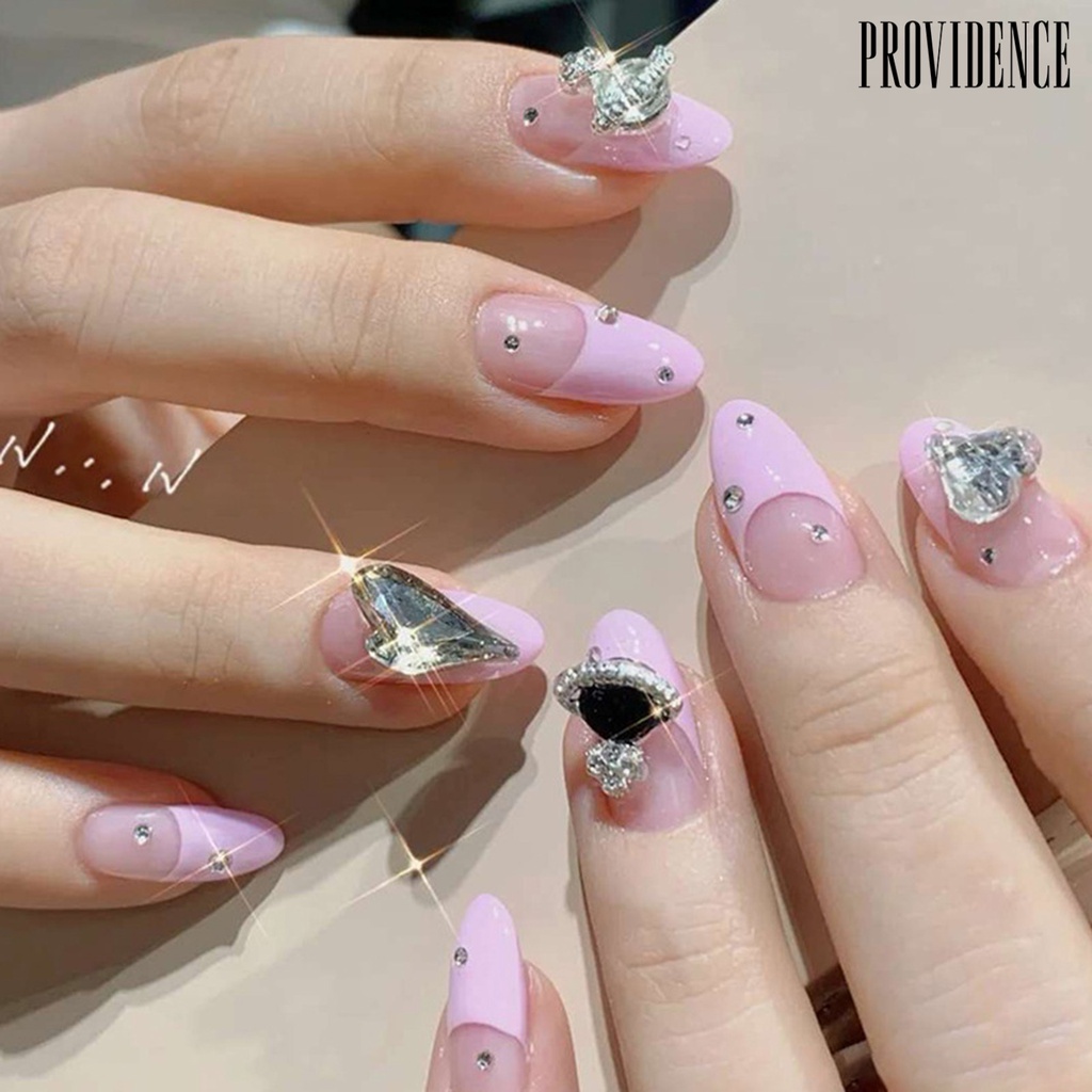 Providence 1kotak Dekorasi Kuku Hias Mudah Tempel Efek 3D High-end Besar Berlian Imitasi DIY Nail Art Warna Yang Berbeda Efek Bersinar Nail Art Ornamen Perlengkapan Kuku