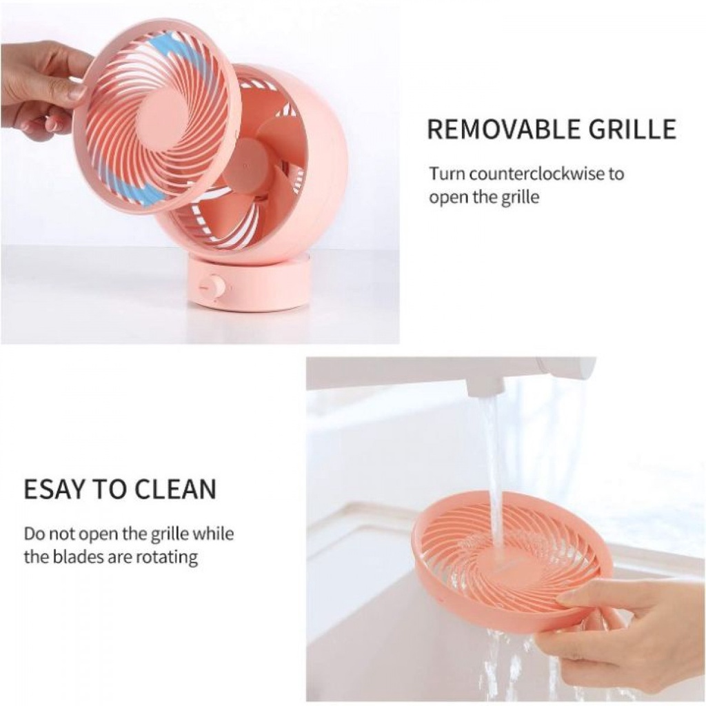 Kipas Angin Meja Mini Desk Fan Adjustable Speed Atur Kemiringan USB