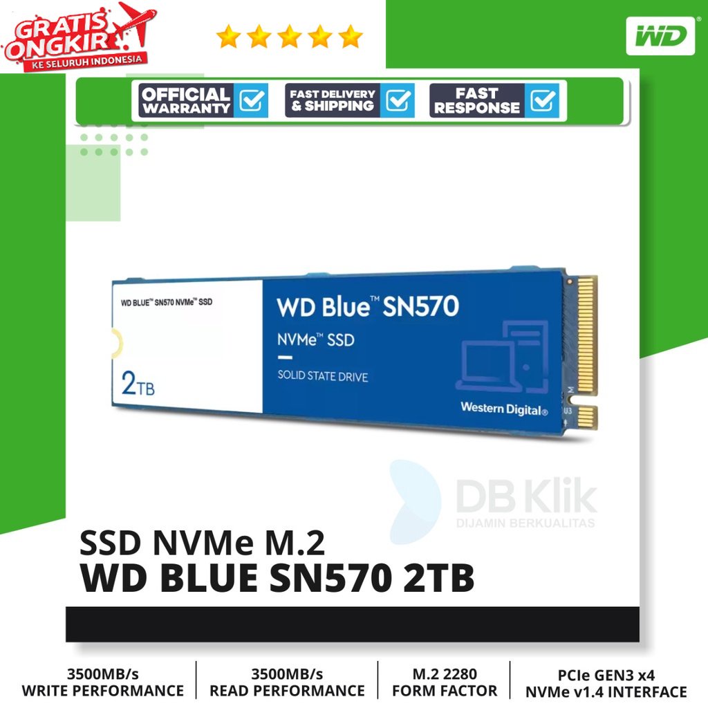 SSD WD BLUE 2TB M.2 SN570 NVMe GEN3 - WD Blue NVMe M.2 SN570 2TB