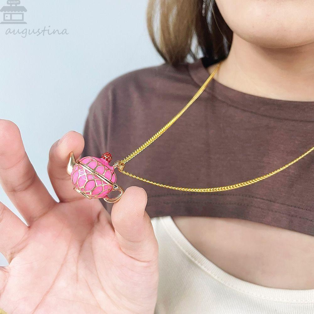 AUGUSTINA Tea Cup Necklace Cute Creative Enamel Jewelry Clothing Accessories Hand Made Sweater Chain Coffee Cup pendant Long Necklace