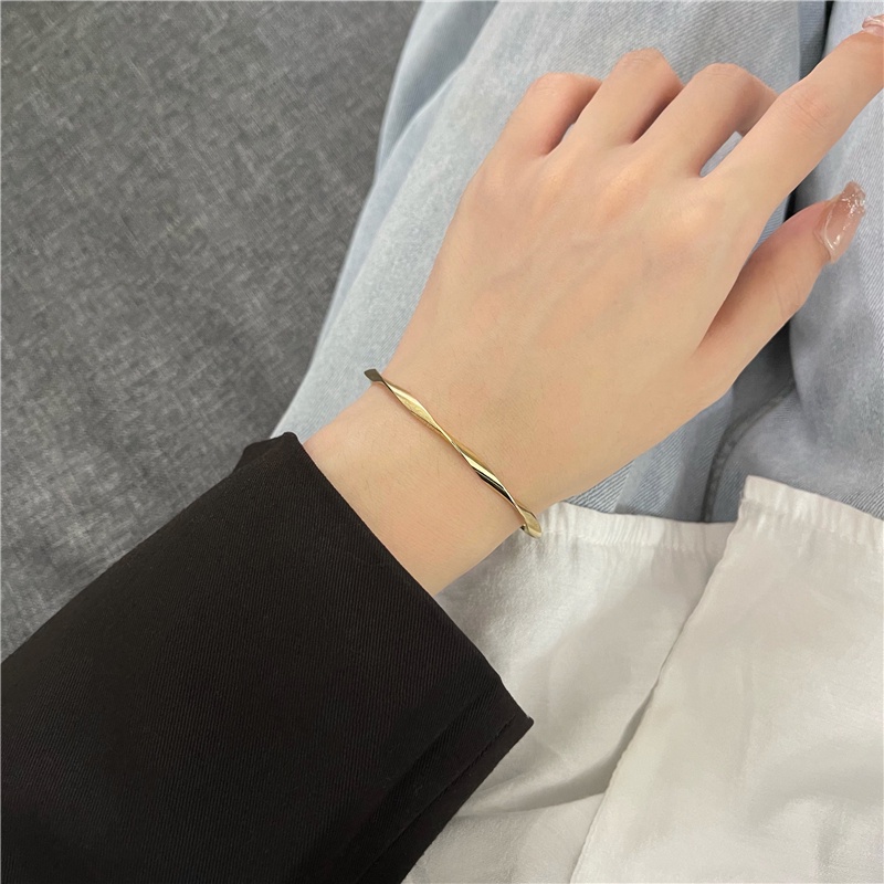 Gelang Pelintir Bangle Bukaan Emas Silver Sederhana Untuk Aksesoris Perhiasan Wanita