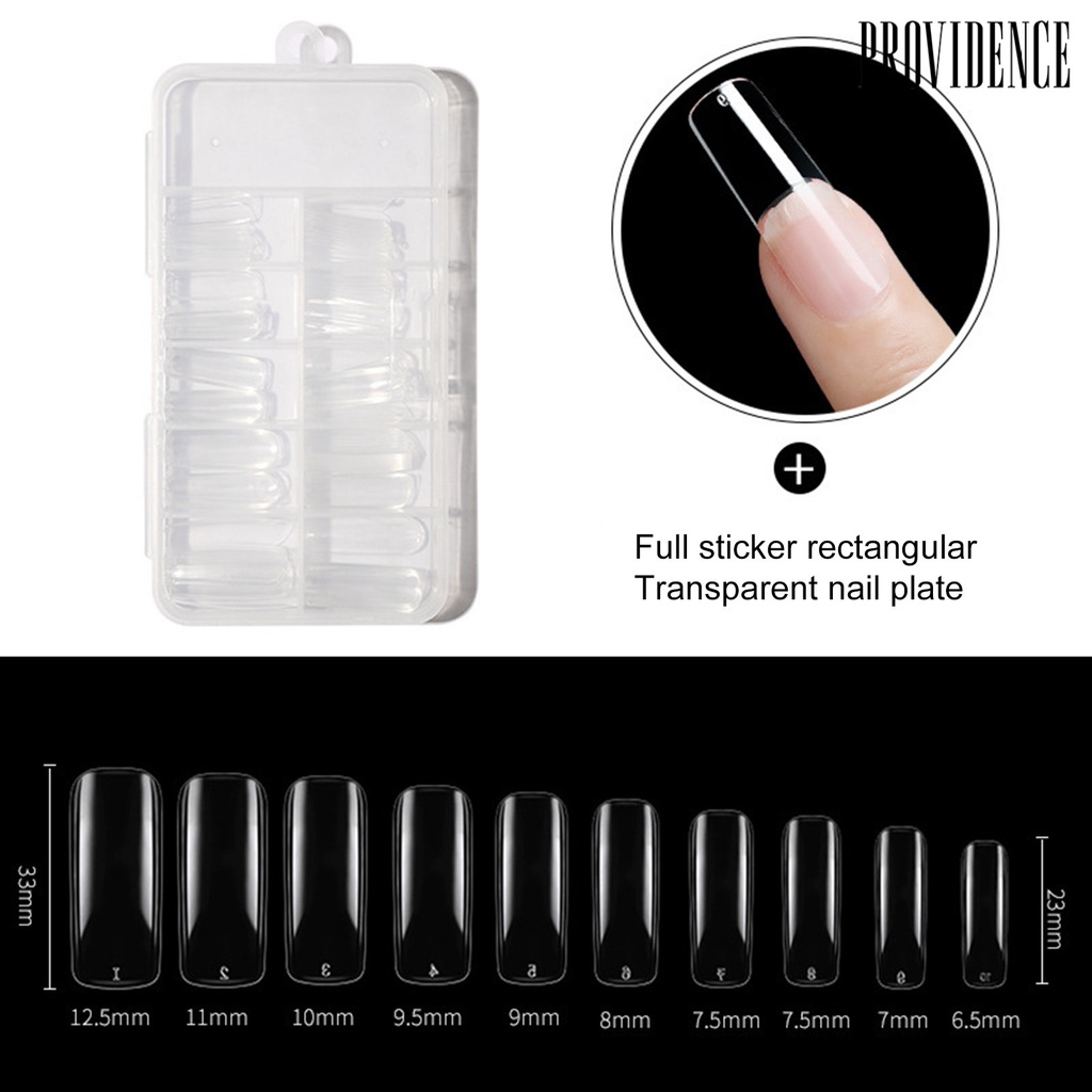 Providence 100 Pcs/Kotak Kuku Palsu Tetesan Air Berbentuk T Pendek Bulat Kepala Persegi Ultra Tipis DIY Transparan Buatan Kuku Palsu Ekstensi Tips Perlengkapan Salon Kuku