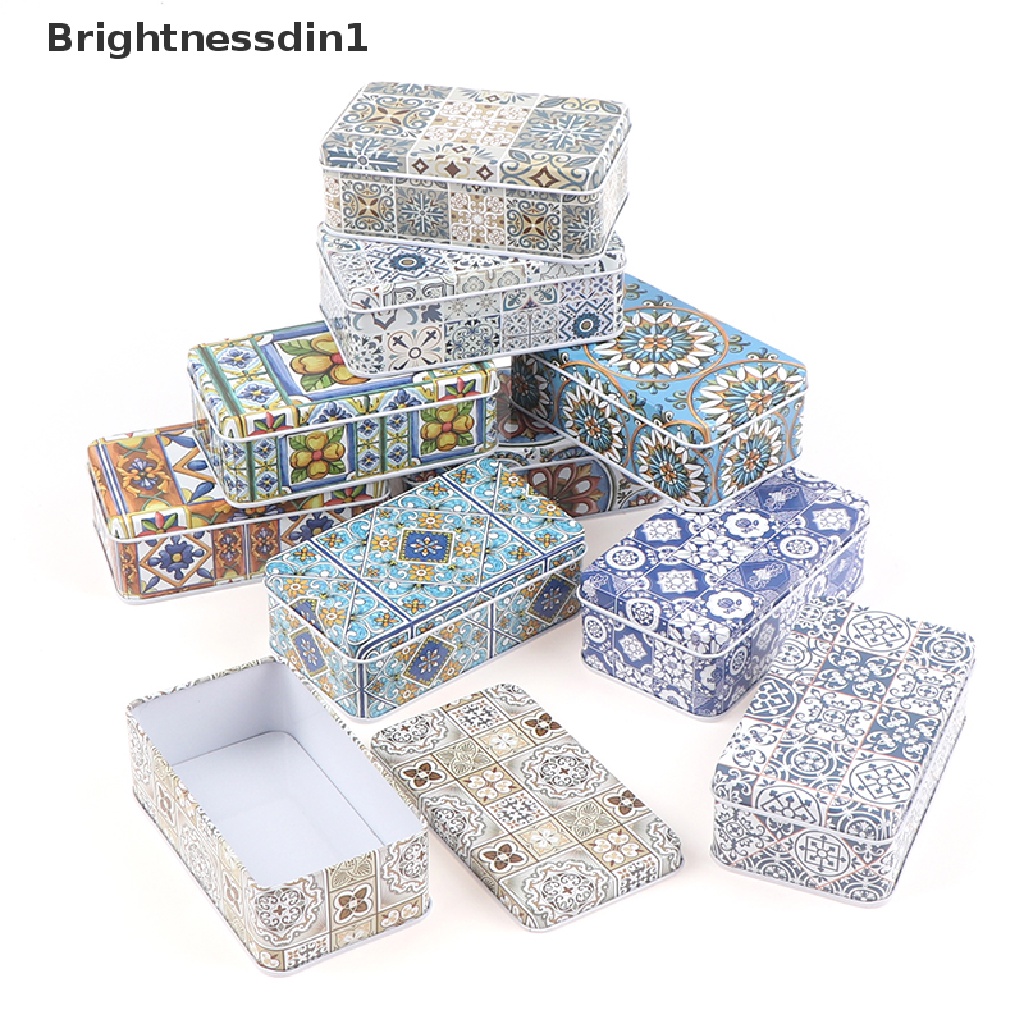 [Brightnessdin1] 11.5 * 6.5 * 4Cm Toples Penyimpanan Persegi Panjang Besi Tin Pil Hadiah Koin Kotak Perhiasan Butik Rumah