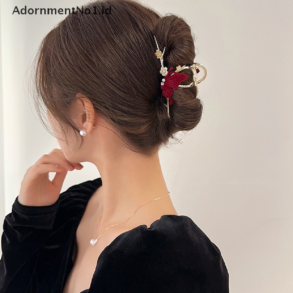 [AdornmentNo1] Vintage Butterfly Claw Clip Cakar Rambut Hiu Elegan Untuk Wanita Jepit Rambut [ID]