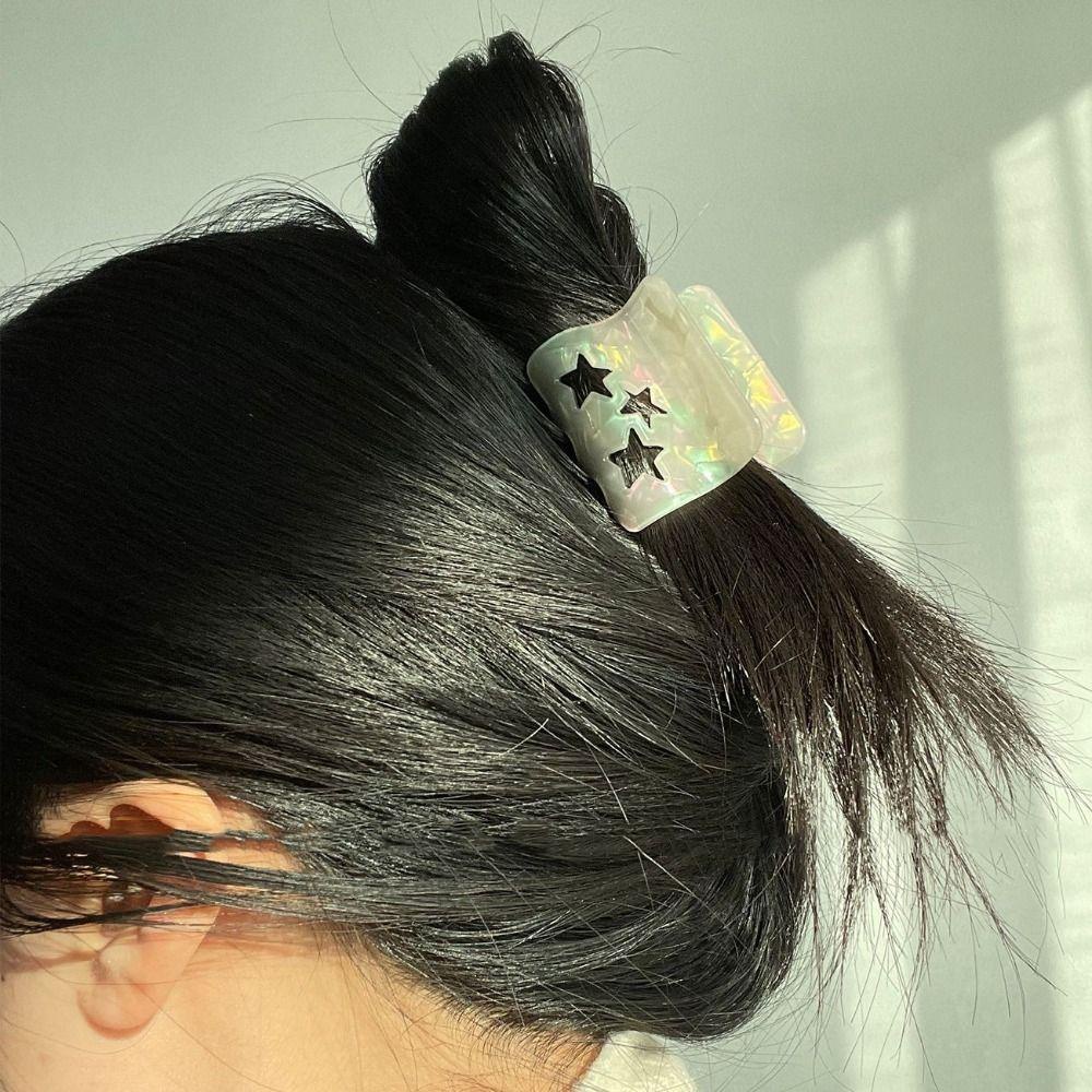 AUGUSTINA Bintang Rambut Cakar Berongga Geometris Sederhana Hiu Klip Untuk Y2k Gadis Hiasan Kepala Ponytail Holder Temperamen Untuk Wanita Women Hair Clips