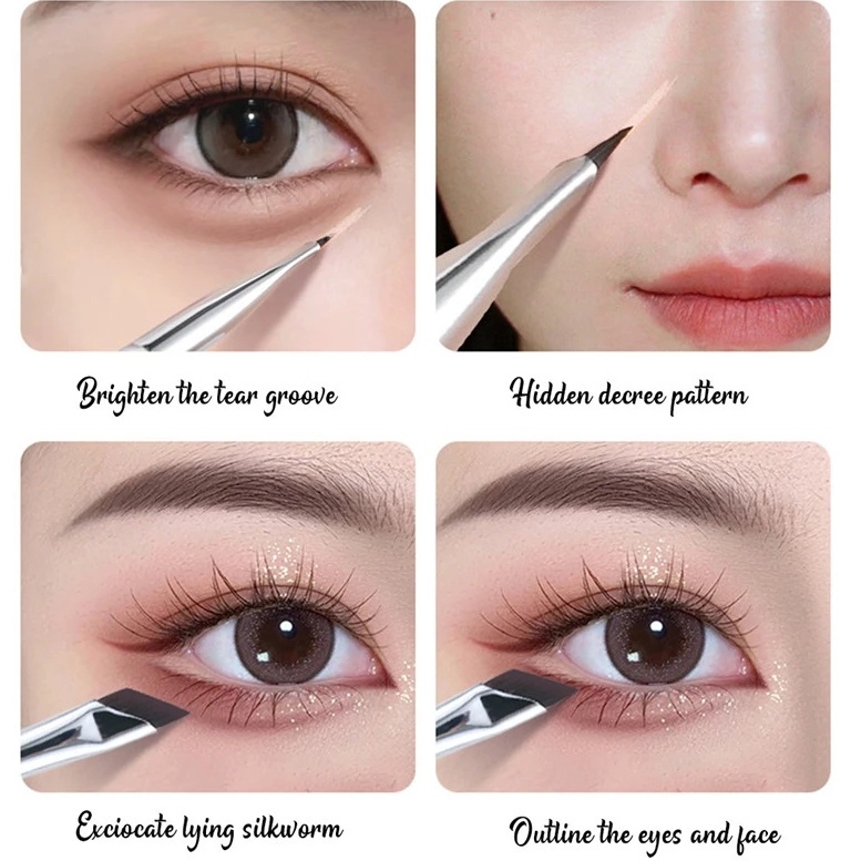 Sikat Alis Diagonal Ultra-Tipis Bilah Halus/Brush Eyeliner Rambut Serat Halus Lembut Alat Makeup