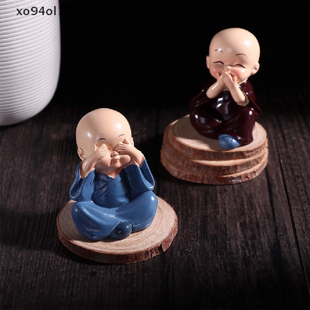 Xo 4Pcs/Set resin Little Monk Untuk Dekorasi Desktop Taman Patung Mobil art OL