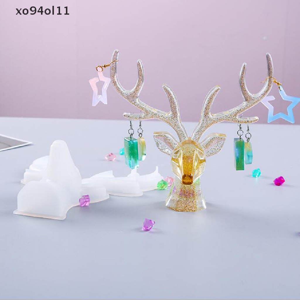 Xo Cetakan Rak Display Perhiasan Bentuk Rusa Silikon DIY Tempat Anting Cetakan Resin OL