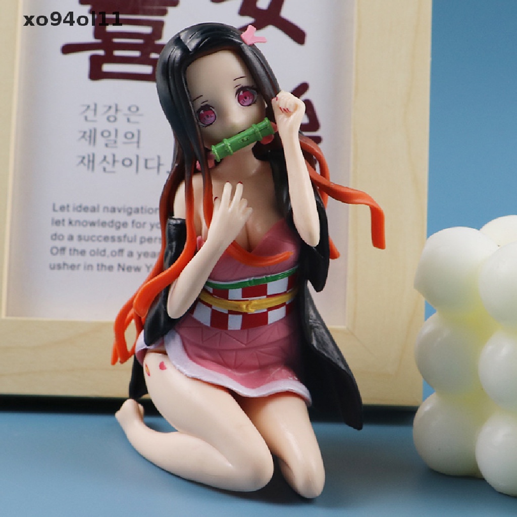 Xo Anime Demon Slayer Figure Nezuko Duduk Kneeling Pose Model Boneka PVC Model Mainan OL