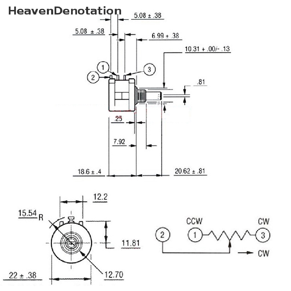 [HeavenDenotation] 3590s-2-101 1K 2K 5K 10k 20K 50K 100K 100R 200R 500R Potensiometer Multi Putar Tahan HDV