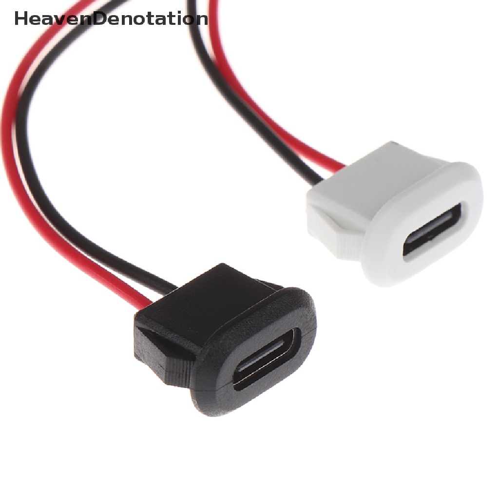 [HeavenDenotation] 2pin USB-C TypeC Konektor USB Tahan Air Kompresi Langsung Base Female Soket Antarmuka Pengisian Dengan Kawat Las Soket Tahan Air HDV