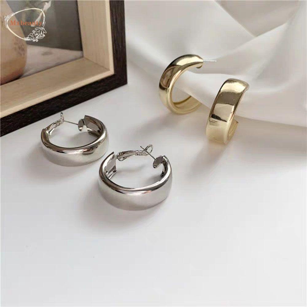 Mxbeauty Anting Tusuk Gantung Bentuk Lingkaran Lebar Gaya Hip Hop Untuk Wanita