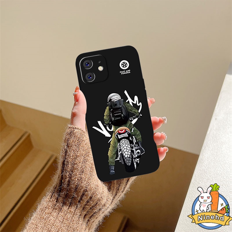 IPHONE Casing Kompatibel Untuk Iphone14 13 12 11 Pro Max X Xr Xs Max8 7 6 6s Plus SE 2020 Motor Keren Man Straight Edge Silicone Phone Case Pelindung Lensa Shockproof Cover Pelindung