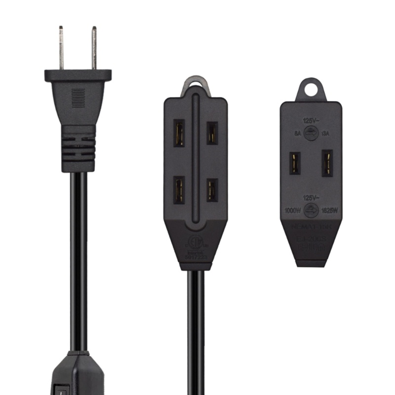 Cre Strip Power 2cabang Dengan Saklar 12A 1-15P Ke 1-15R 64cm Kabel Ekstensi 3outlet Untuk Desktop Rumah Penggunaan Indoor Dapur