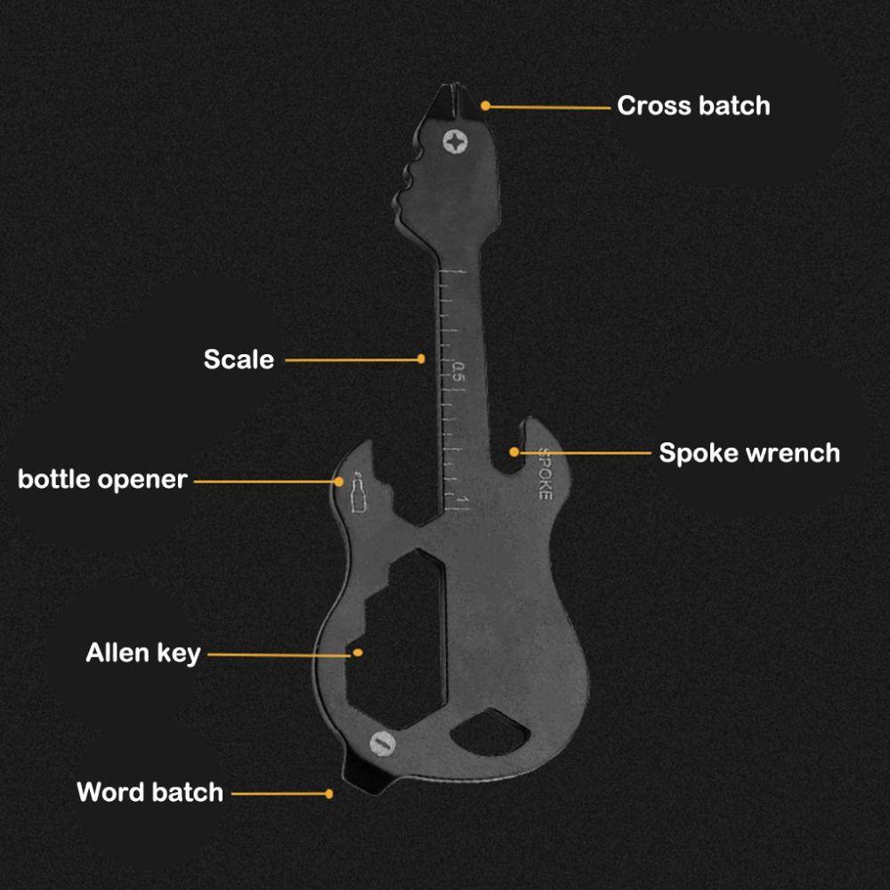 Lanfy EDC Alat Perbaikan Portable 12in1 Cross Batch Kunci Rantai Pembuka Skala Spanner Hexagon Wrench