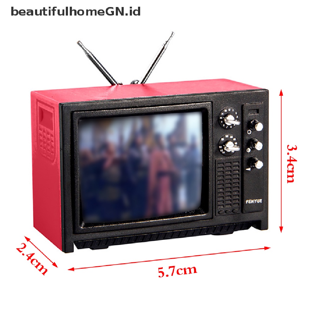 {Cantik} Ornamen Miniatur Rumah Boneka Ornamen Mainan TV Mini retro~