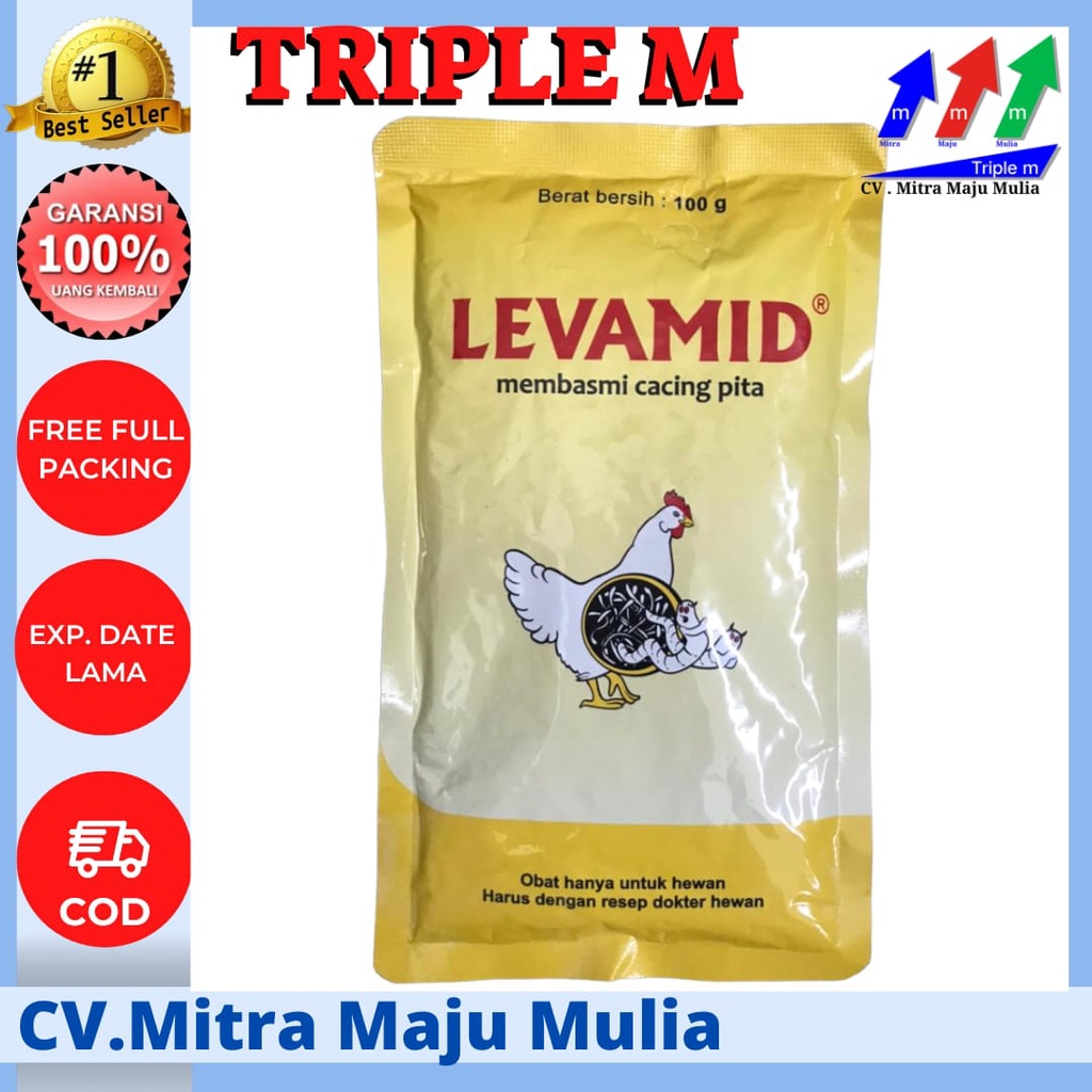 LEVAMID 100 gram Obat Cacing Pita Gilik Ayam Burung Unggas Hewan