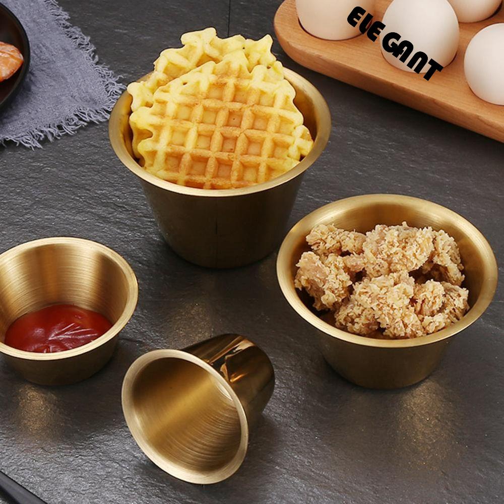 [Elegan] Seasoning Dish Hot Pot Dipping Untuk Barbecue Bar Restoran Mini Stainless Steel Reusable Western Sauce Dipping Bowl