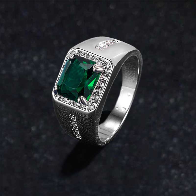 Gaya Sederhana Anggun Safir Emerald Fashion Pria Wanita Kristal Berlian Platinum Cincin Kawin Silver Rings