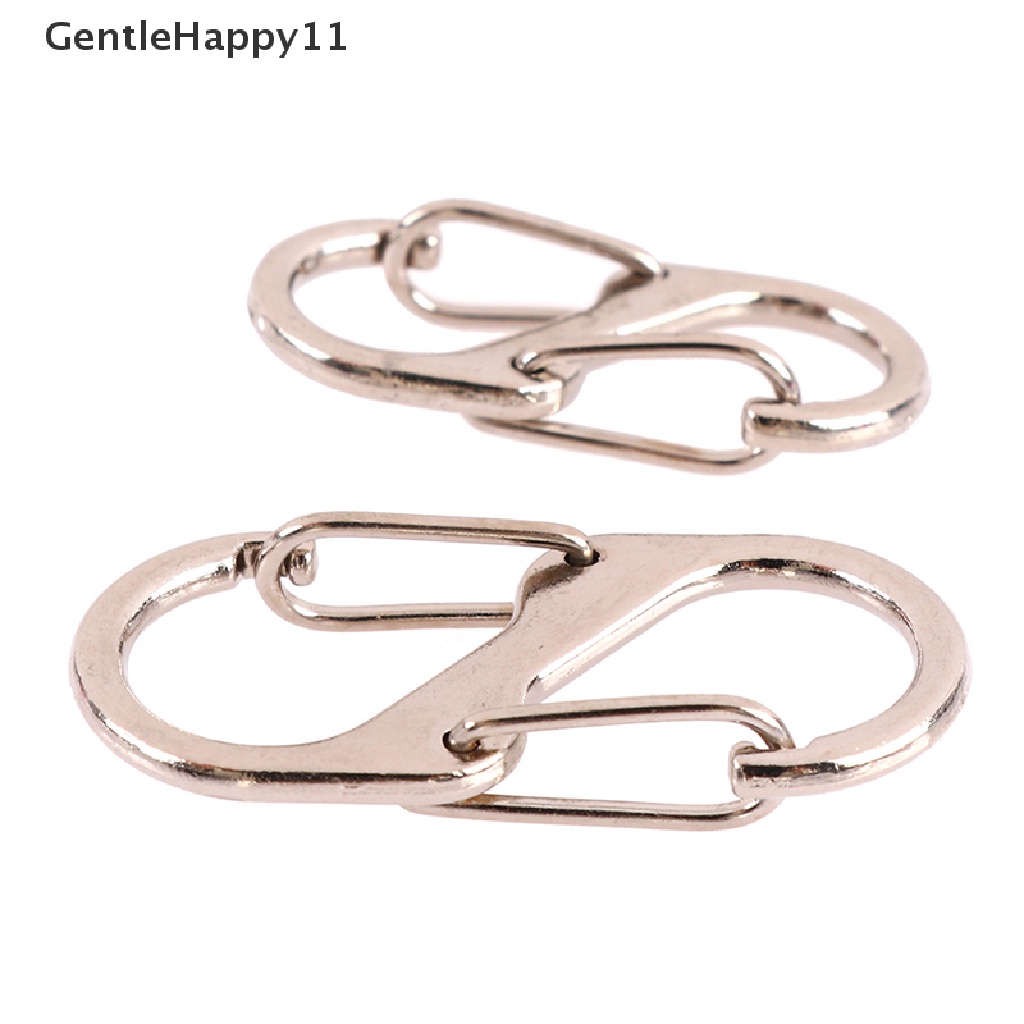 Gentlehappy 10pcs Carabiner Stainless Steel S Type Dengan Kunci Mini Gantungan Kunci Hook id