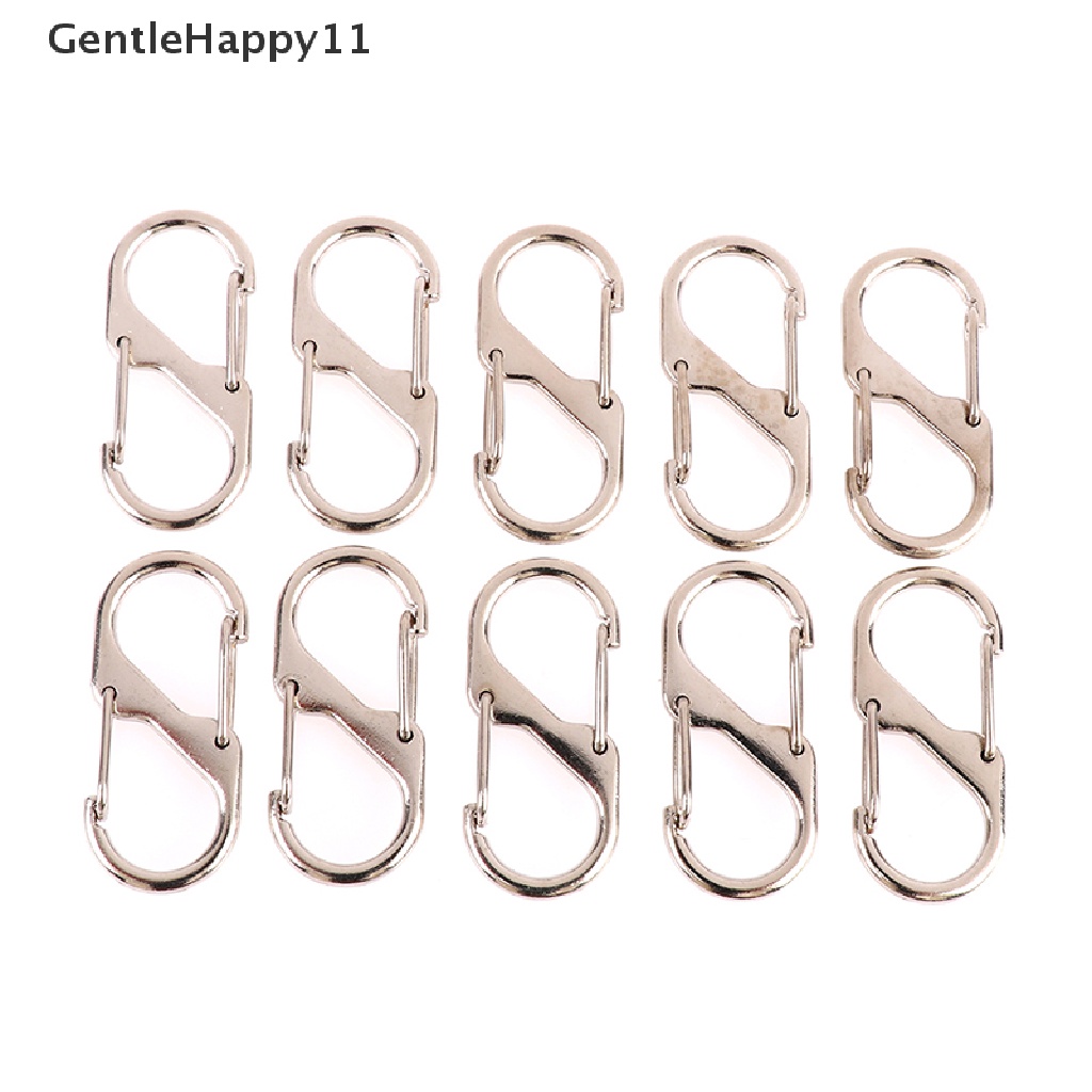 Gentlehappy 10pcs Carabiner Stainless Steel S Type Dengan Kunci Mini Gantungan Kunci Hook id