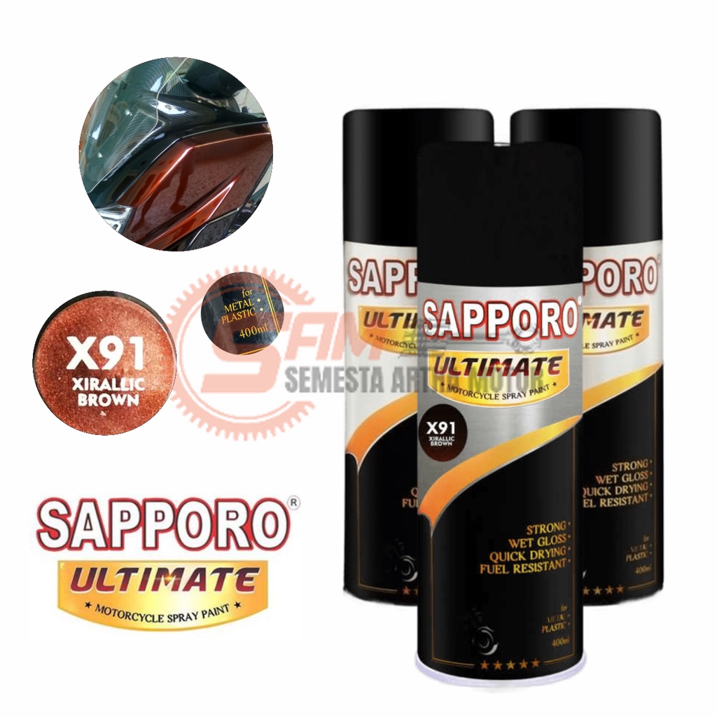 

Pilox Sapporo Ultimate Xirallic Brown X91 Cat Semprot Coklat Pilok Metal Plastik Aerosol Spray