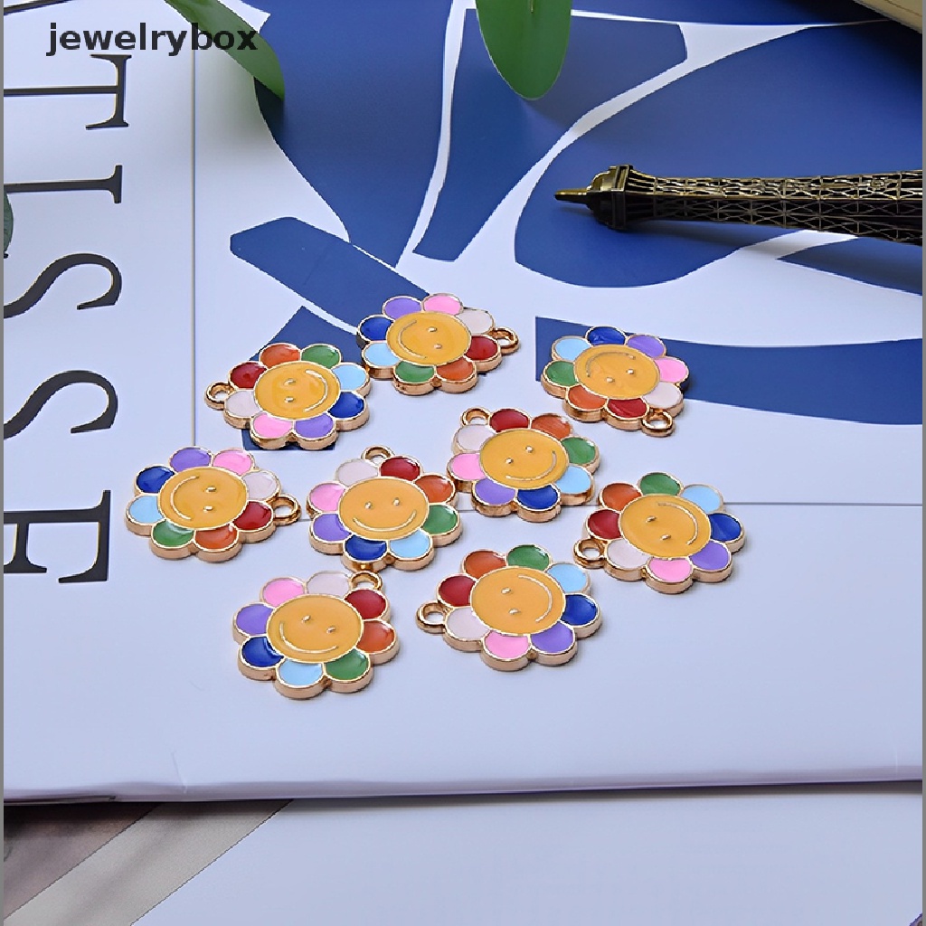 [jewelrybox] 10pcs Enamel Bunga Matahari Ch Untuk Membuat Perhiasan Diy Bunga Ch Liontin Kalung Anting Membuat Aksesoris Butik