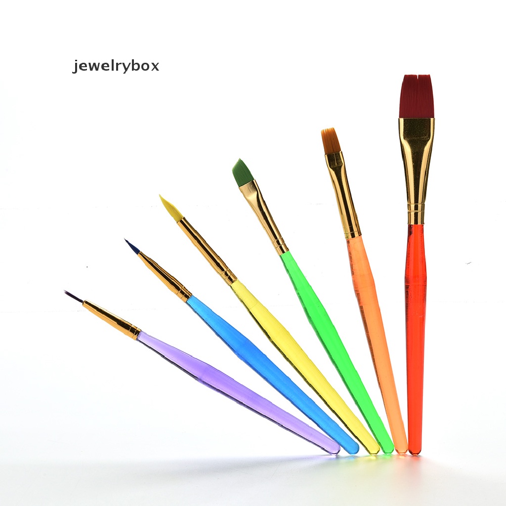 [jewelrybox] 6pcs/set Kuas Cat Set Gagang Nilon Baru Brush Kid Watercolor Drawing Paing Boutique