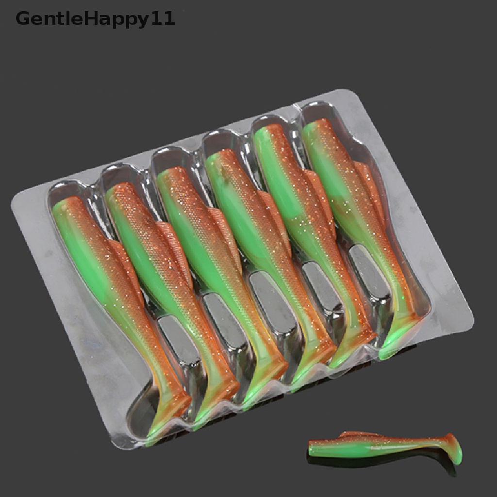 Gentlehappy 6pcs TPR Soft Lure 8cm Karet Pemikat Pancing Shad Swim s Silikon Umpan New id