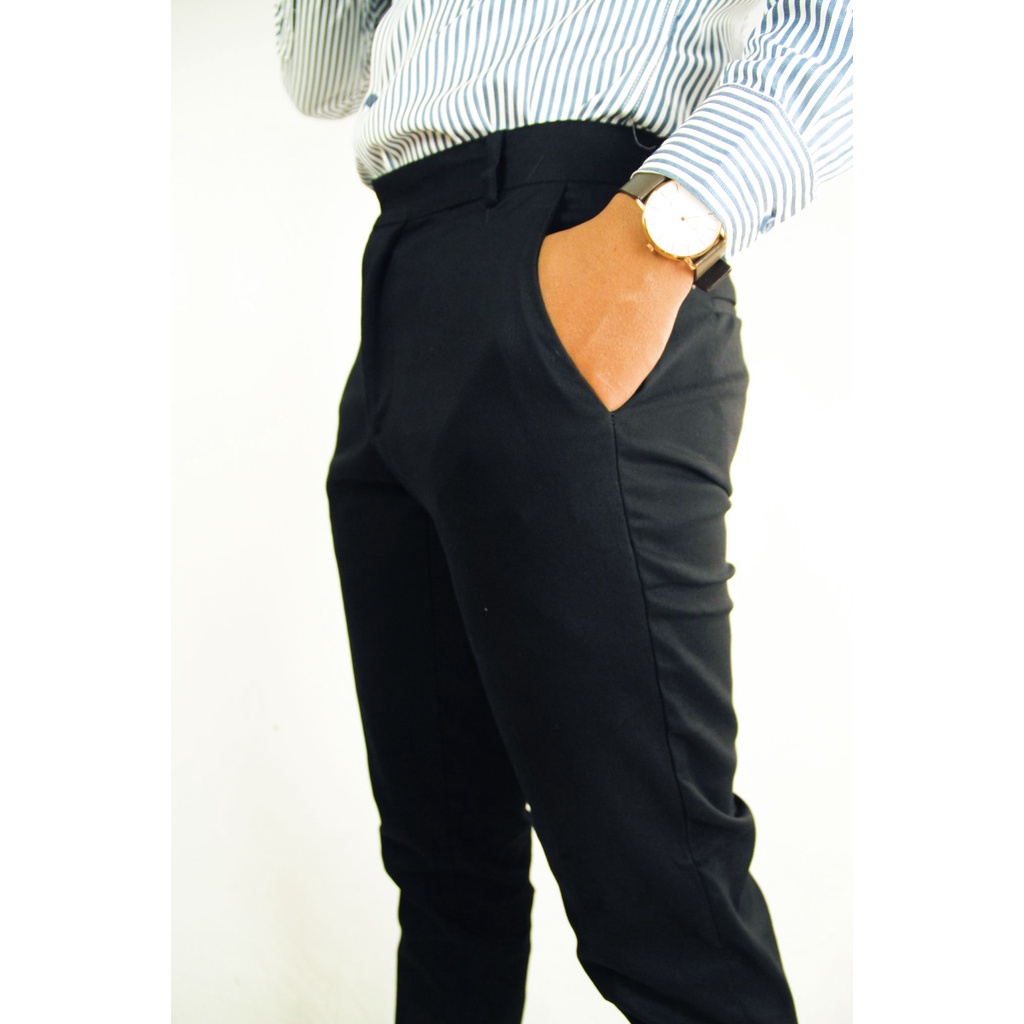 Pakaian Celana Chino Pria WD &amp; CO. Slimfit Hitam Bahan Melar Strech | Strait 100% Original Brand