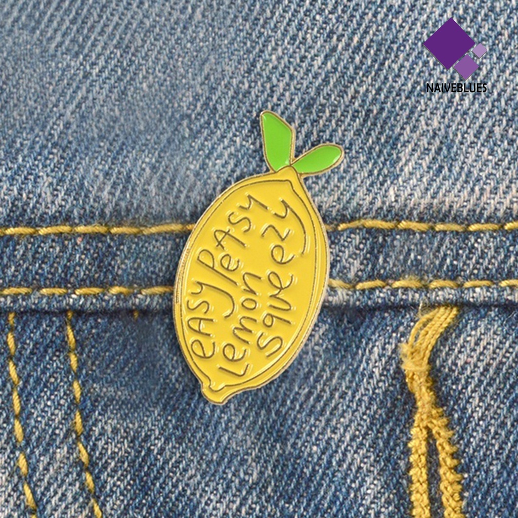 &lt; Naiveblues &gt; Bros Pin Perhiasan Bentuk Lemon Gaya Enamel Bros Huruf Lemon Untuk Pesta