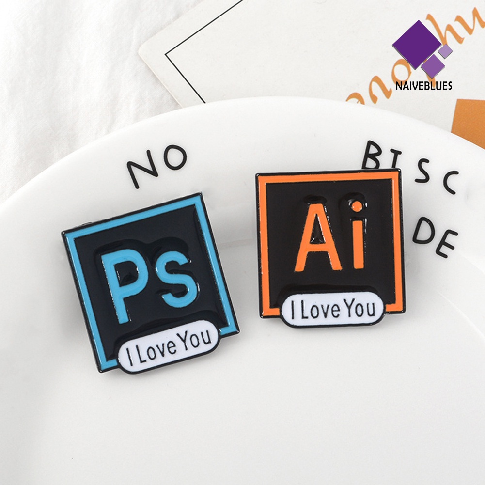 &lt; Naiveblues &gt; PS AI PR AU Photoshop I Love You Lapel Enamel Badge