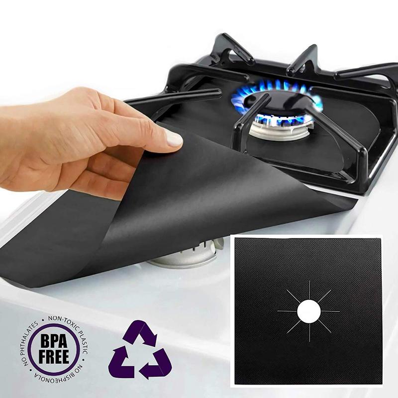 4pcs/set Tatakan Kompor Gas Penutup Pelindung Kompor Reusable Stovetop Burner Protector Aksesoris Dapur Mat Cooker Cover