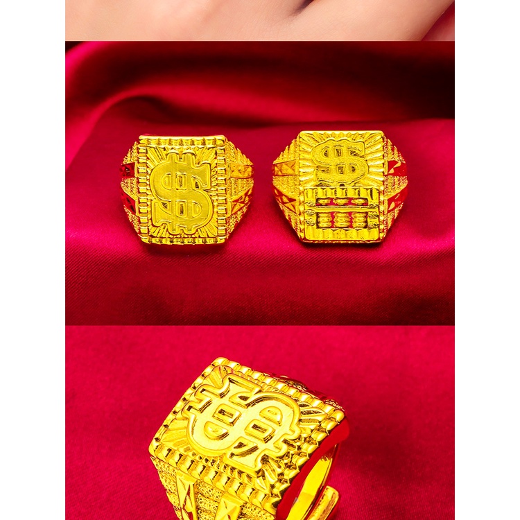 Goldking Perhiasan Fashion 24 K Bangkok Aksesoris Ready Stock Mendominasi Cincin Terbuka Pria Sempoa Cincin