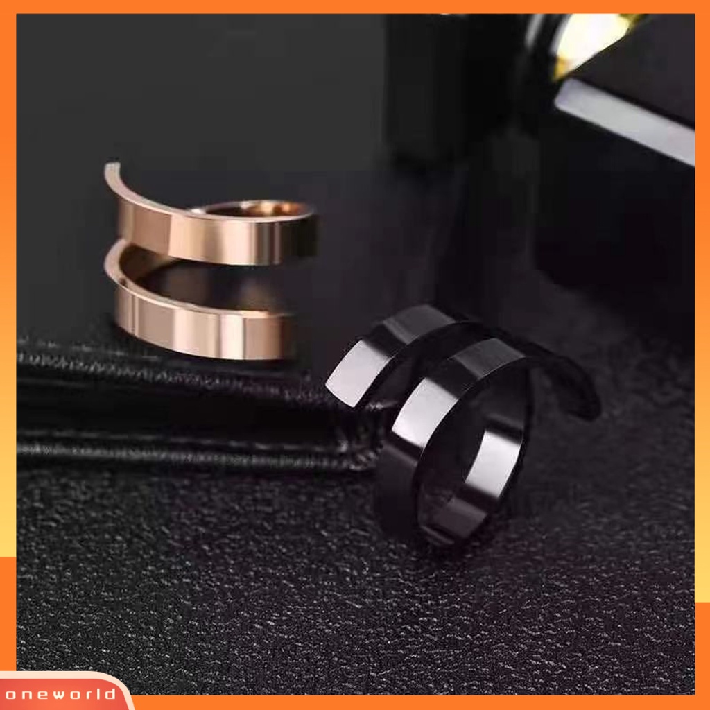 [EONE] Pria Cincin Pembukaan Kepribadian Yang Dapat Disesuaikan Lapisan Ganda Cincin Jari Yang Sangat Dipoles Perhiasan Fashion