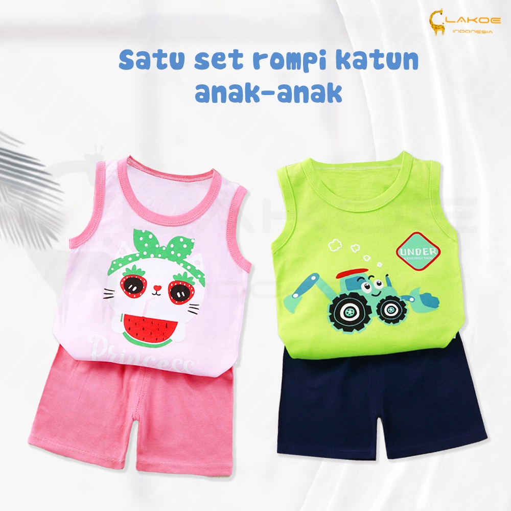 Lakoe Baju Anak Tanpa Lengan/Setelan Baju Singlet Anak Import/Baju Oblong Anak/Pakaian Anak Oblong
