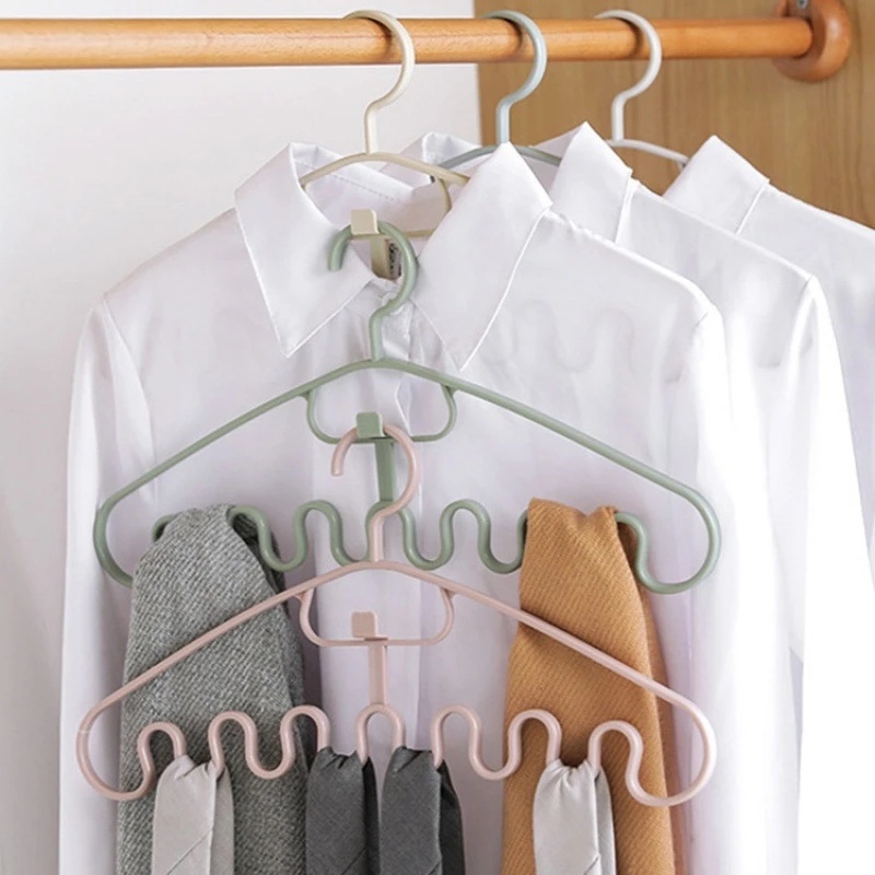 1pc Rumah Tangga Portable Gelombang Multi port Pendukung Gantungan Baju Plastik Anti-slip Coat Drying Rack Menebal Tahan Angin Organizer Pakaian