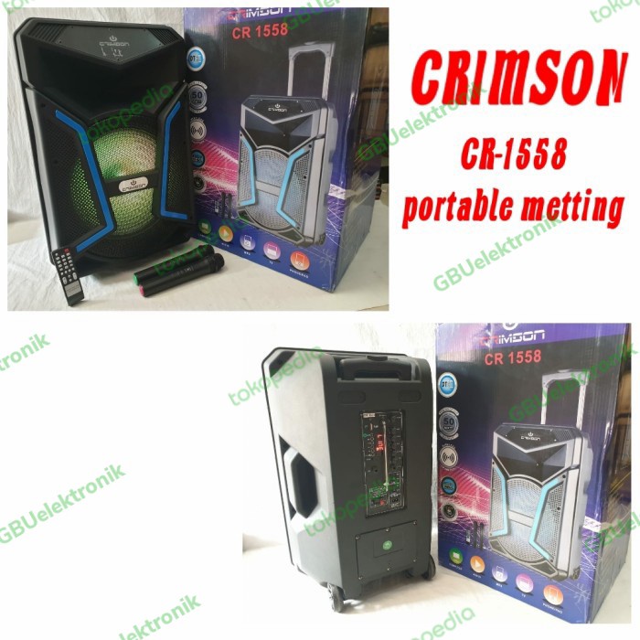 Speaker Portable Metting 15 inch Crimson with Mic Wireless CR 1558