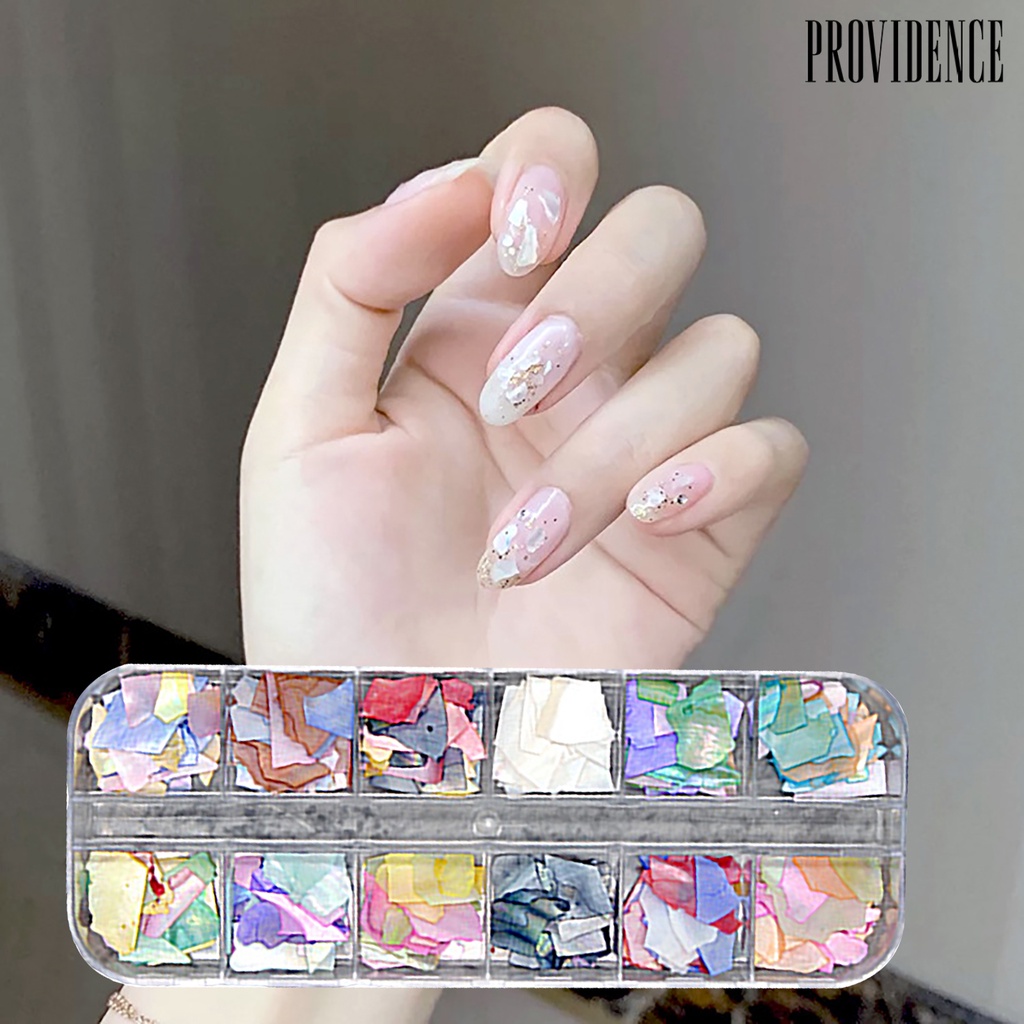 Providence 1kotak Dekorasi Kuku Warna Vibrant Bentuk Tidak Teratur Shell Menarik Fragment Nail Decor DIY Hiasan Kuku Palsu Perlengkapan Kuku