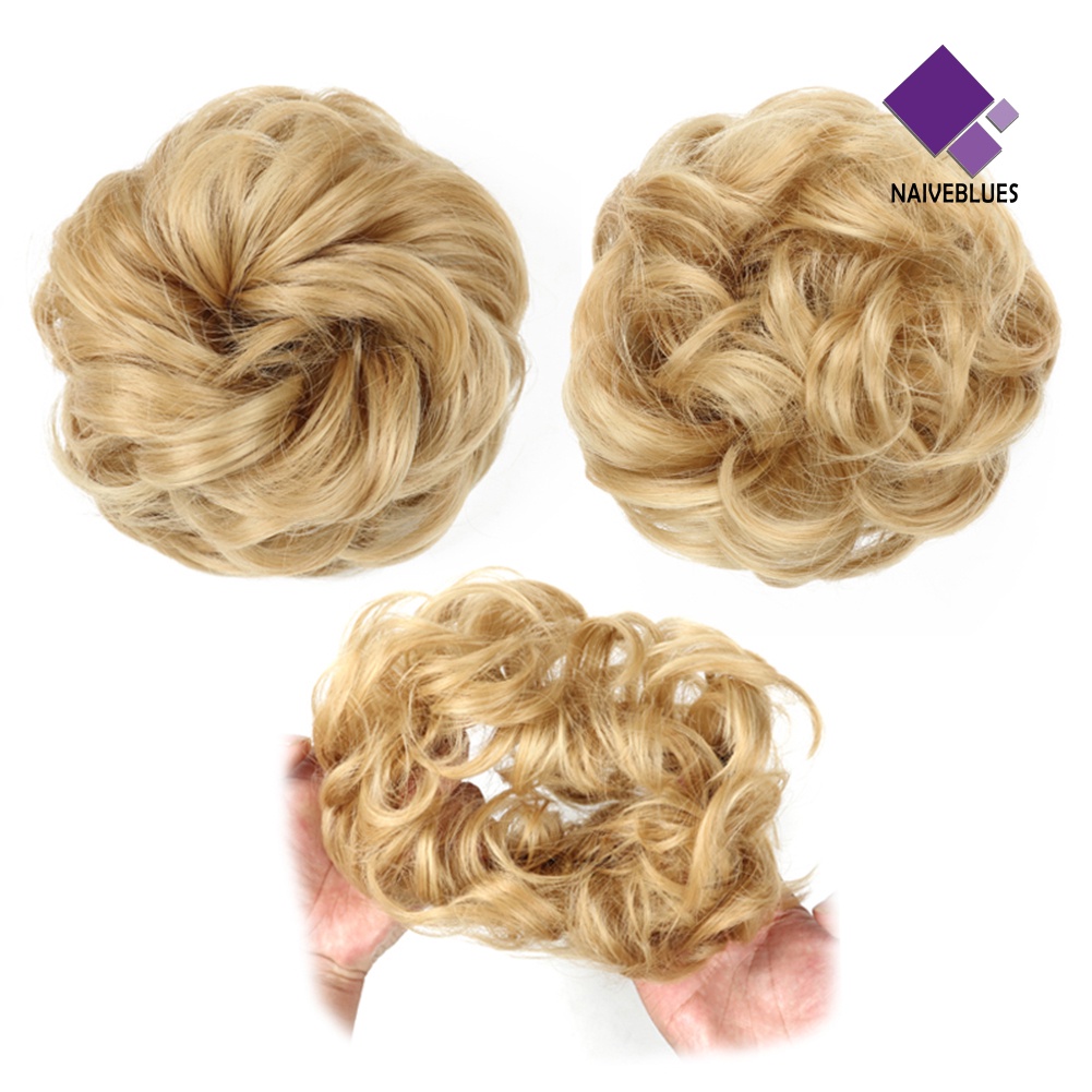 &lt; Naiveblues &gt; 10cm Wanita Hair Bun Extension Wavy Curly Messy Chignons Wig Sopak